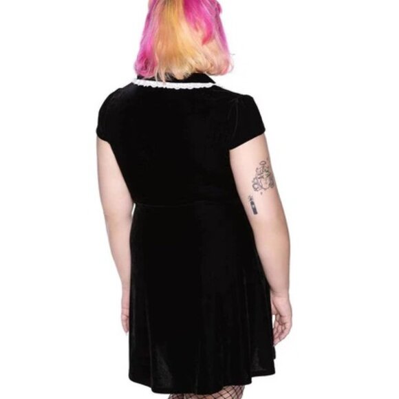 Killstar Every Mourning Collar Dress 3X Black Velvet Babydoll Gothic Witch - Picture 2 of 6